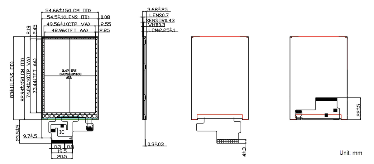 Mechanical Drawing - 4D LCD 3.5 Mechanical Drawing - 4D LCD 3.5